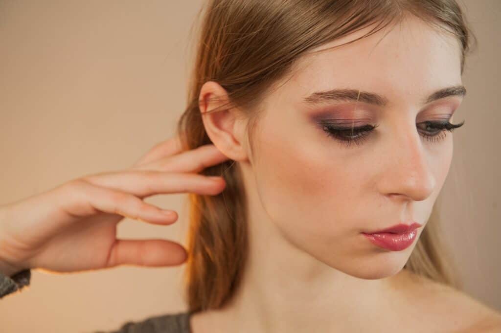 young woman long eyelashes